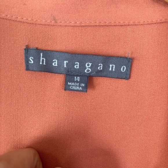 Sharagano Women's Short Sleeve Casual Shirt Dress with Front Pockets Size 14 - Picture 7 of 12